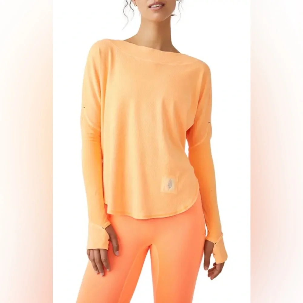 NWT Free People FP Movement – Simply Layer Open Back Top Electric Orange – Sz M